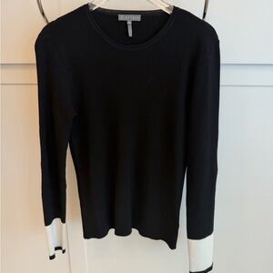 Elegant Black and White Long Sleeve Top